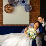 relaxed bride and groom